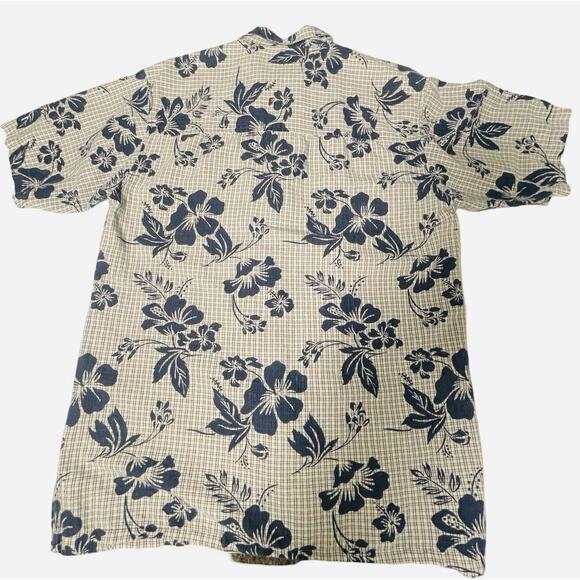 Bugle Boy Shirt Men's Medium Blue Gray Hawaiian Button Down Aloha Vintage - Picture 3 of 14